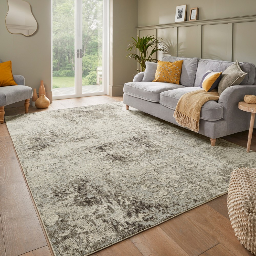 Rossa ROS03 Abstract Rug by Concept Looms in Ivory Grey